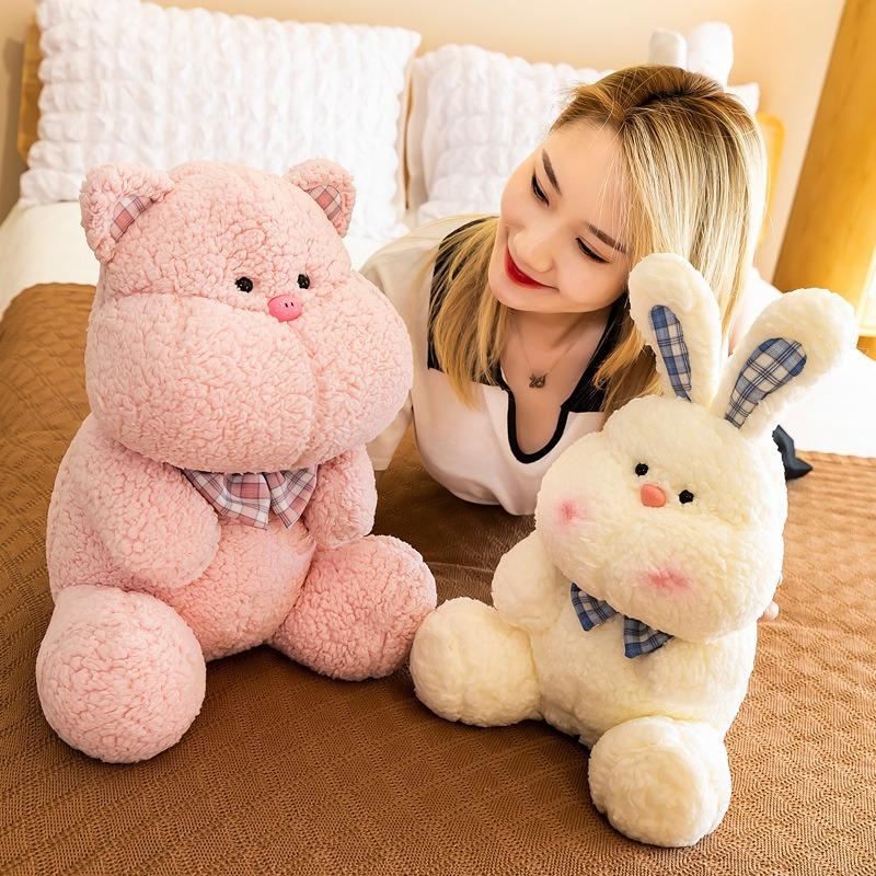 Cute Rabbit Pig Bear Plush Stuffed Doll Pillow For Birthday Gift