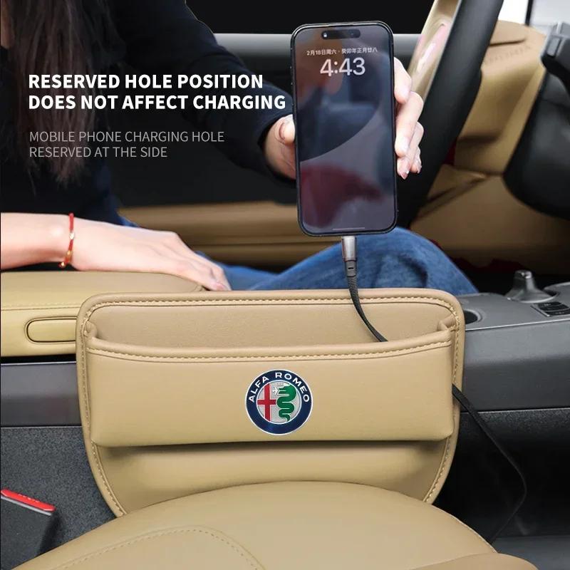 XGNST1 1pcs Car Seat Gap Storage Box Auto Acesssories For Alfa Romeo Giulia Stelvio Giulietta 156 159 147 Mito Tonale Brera Disco V