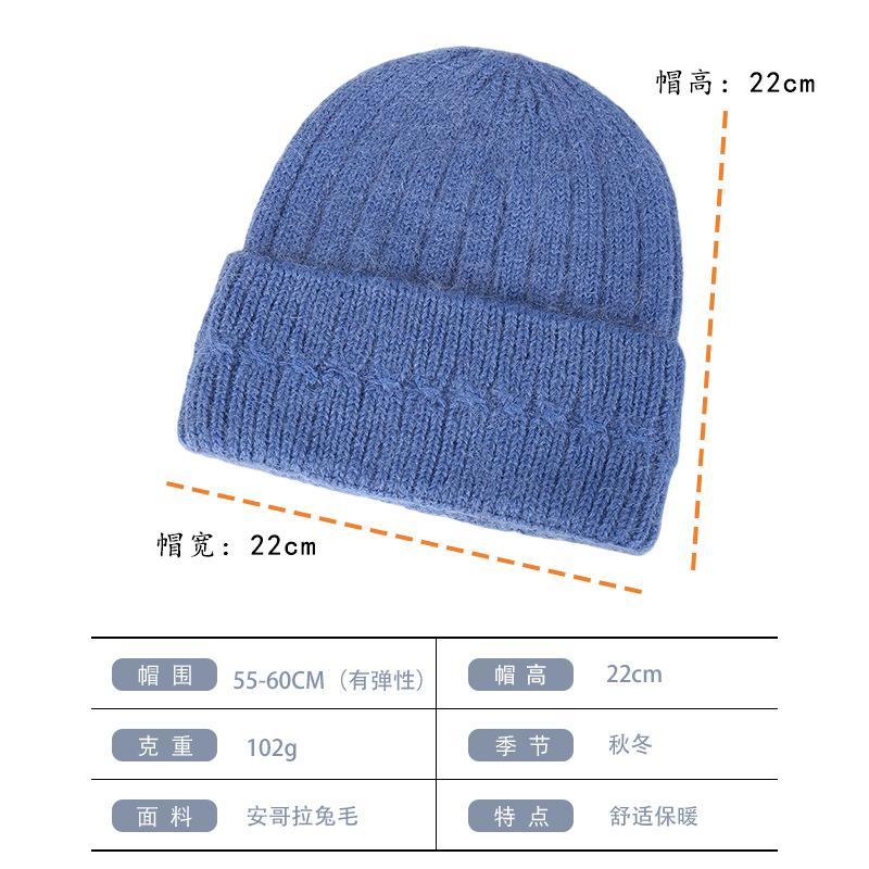 New comfortable and warm pure rabbit hair knitted wool hat source autumn and winter new white ear protection hat headcap