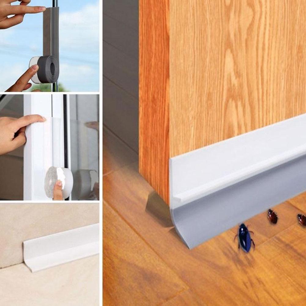 Adjustable Door Bottom Seal Strip Weatherstrip Under Door Draft Stopper Anti-Cold One Side Gap Blocker Porous Sealing Strip