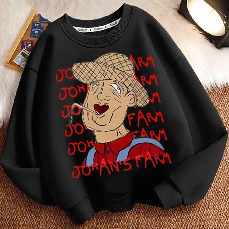 Children's Casual John's Farm Hoodies for Autumn and Winter, Fashionable Long-sleeved Hoodies for Boys and Girls