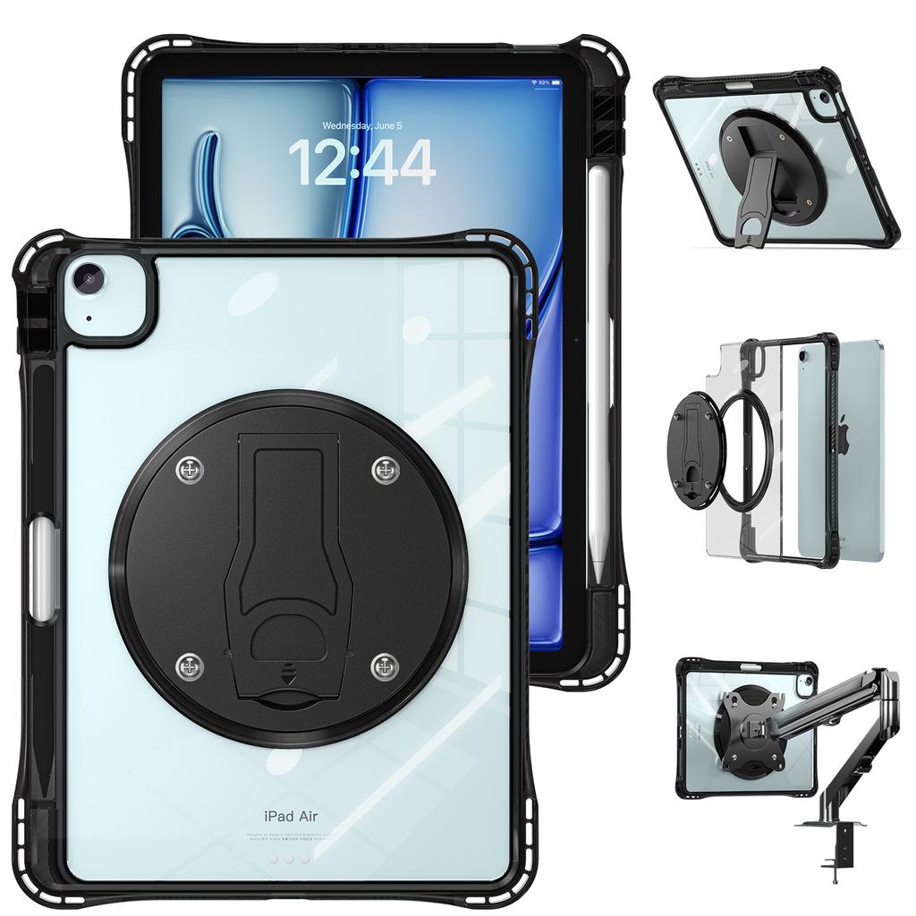 Kickstand Case for iPad Air 11 (2025)/(2024)/Air (2022)/(2020)/Pro 11 (2022)/(2021)/(2020)/(2018) PC+TPU+Acrylic Cover