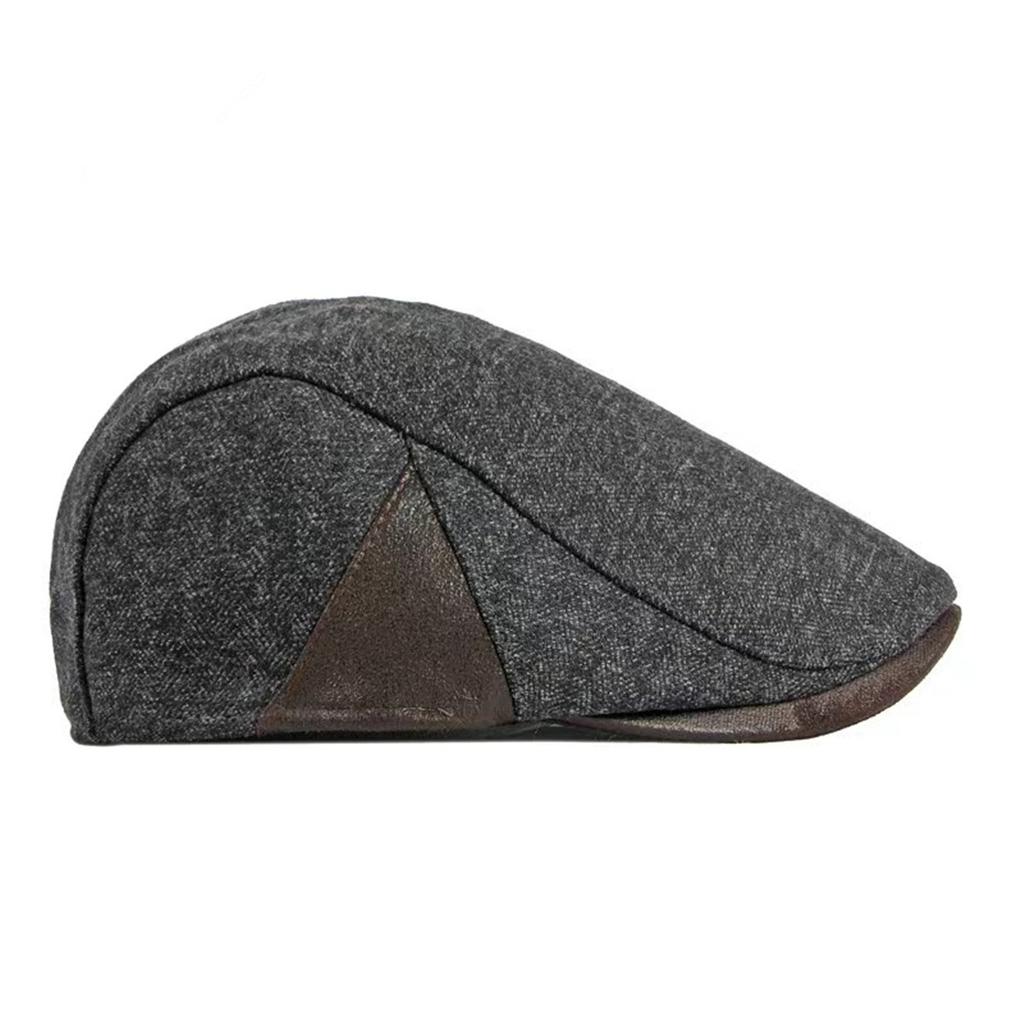 1Piece Men Side Triangle Pattern Beret Duckbill Cap Outdoor Adjustable Leisure Hat Spring Autumn Hunting Travel Tourism