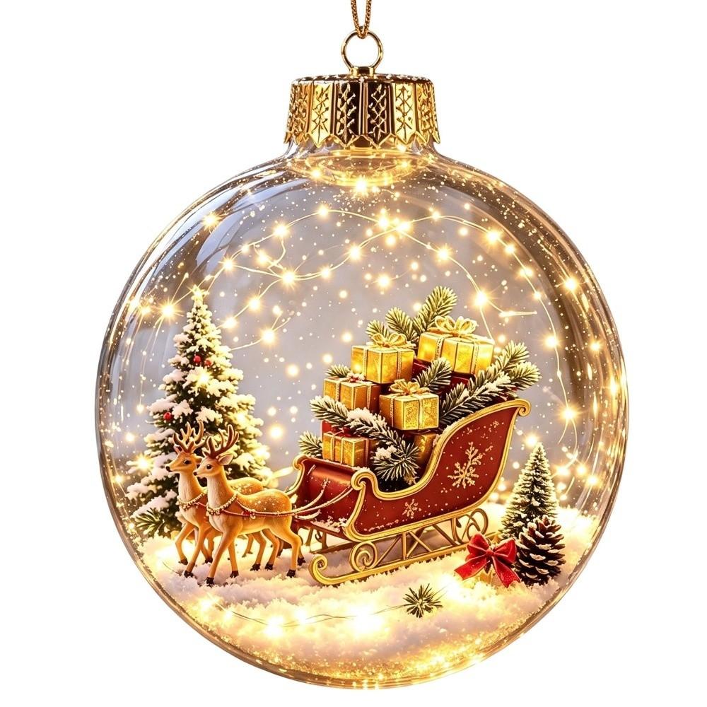Transparent Christmas Ball Ornament 2D Flat Pattern Lightweight 3D Acrylic Pendant Compact Shatterproof Clear Sphere Bauble