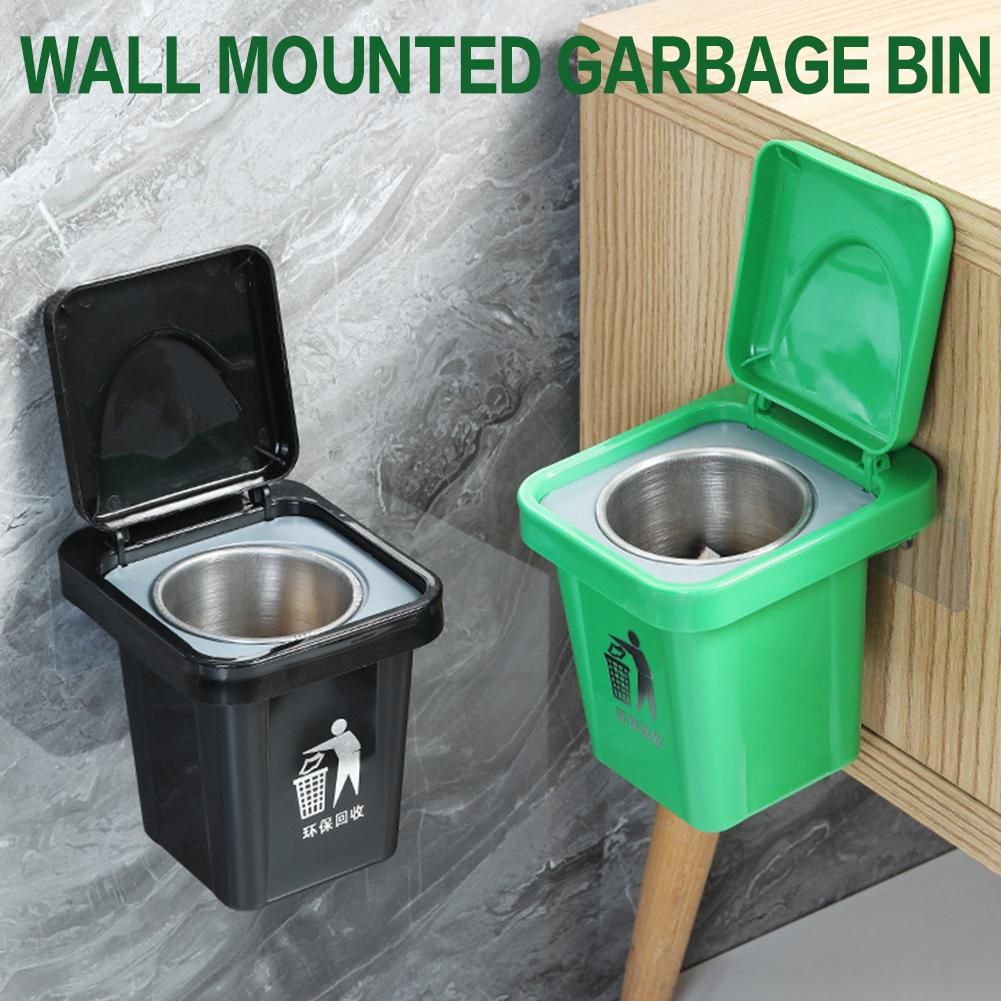 Trash Can Ashtray With Lid Stainless Steel Ashtray Bathroom Wall Hanging Notch Anti-fly Ash Ashtray Bathroom Toilet Ash Holder
