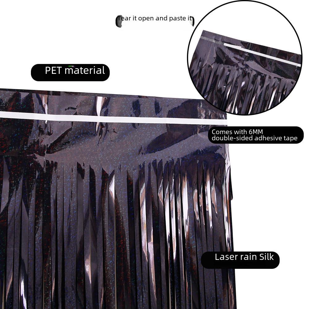 Trendy Laser Black Raindrop Curtain For Celebratory Events And Backgrounds Stylish
