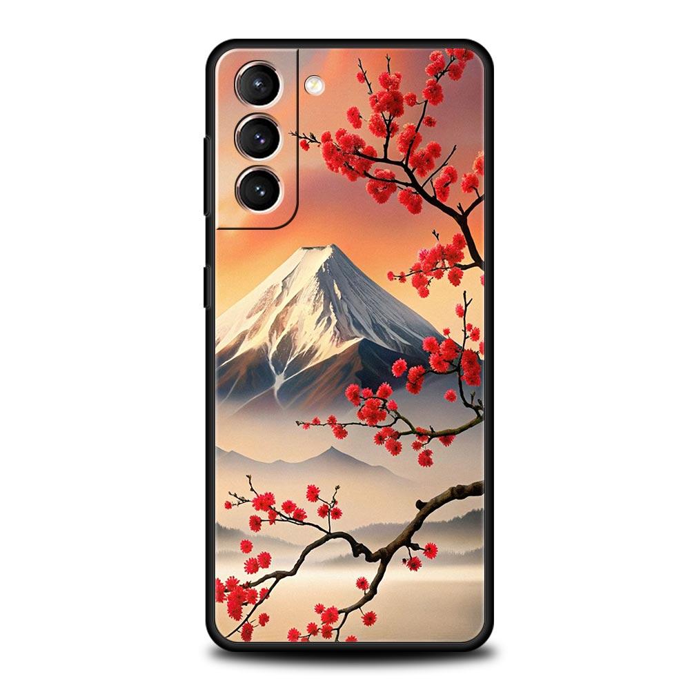 Japan Mount Fuji Painting Cherry blossom Phone Case For Samsung Galaxy S26 Ultra S25 Plus S24 FE S23 S22 5G S21 S20 Cover Soft