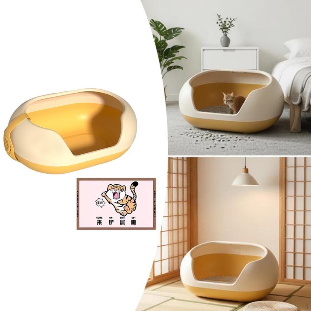 Cat Litter Box Pet Supplies Portable High Sided Low Entry Large Space Sand Basin for Indoor Cats