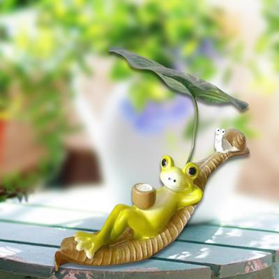 Estatua de Rana Realista para Jardín Adorno de Resina Escultura de Animal Adorable Coleccionable para Patio