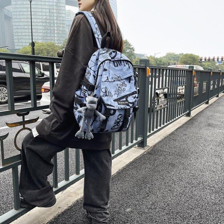 Backpack Men's High-Capacity Graffiti Backpack Casual Student Schoolbag ARI