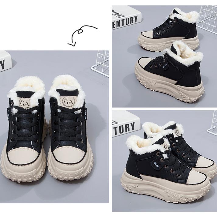 Zimní vysoké tenisky Vyvýšené boty Ženy Ležérní Šněrování Zesílení Teplé Sportovní boty Volný čas Trenéři Běžecké boty