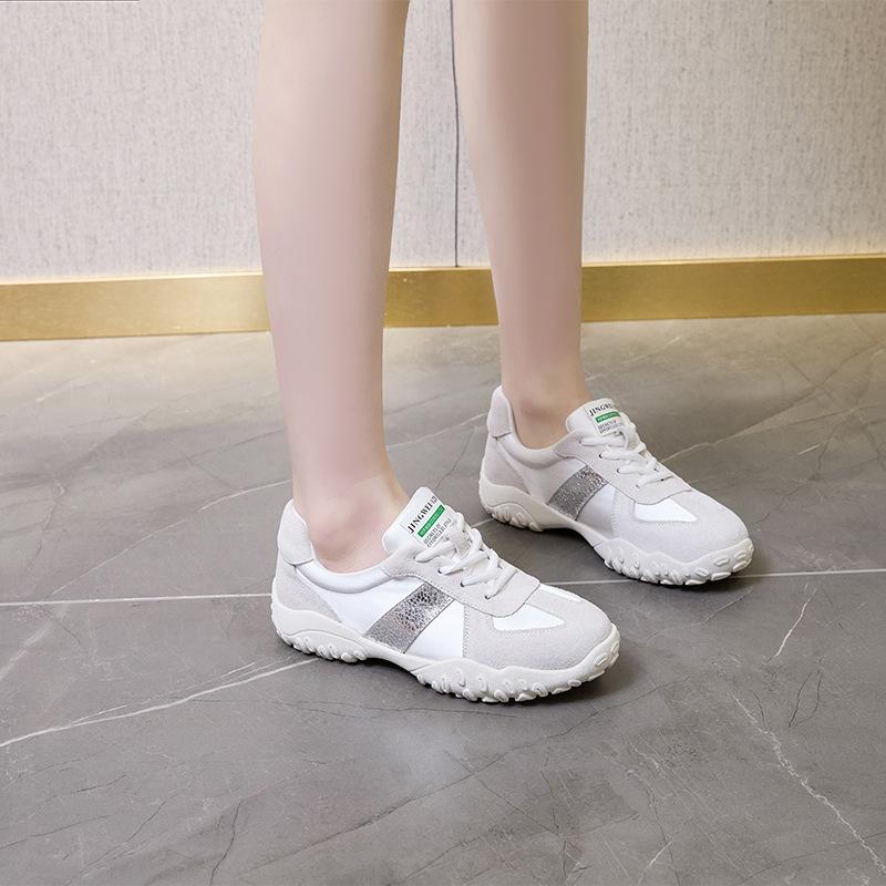 Leather thick-soled leather women's new splicing casual little white shoes women's soft-soled non-slip women