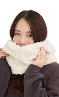 Valeria Women's Fluffy Fur Snood/Neck Warmer for Winter, Fall, and Snowboarding, Perfect for Sports and Warmth. Light Beige.