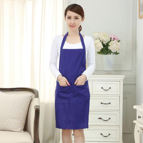 Pure Color Halter Sleeveless Pocket Housework Kitchen Cooking BBQ Work Apron