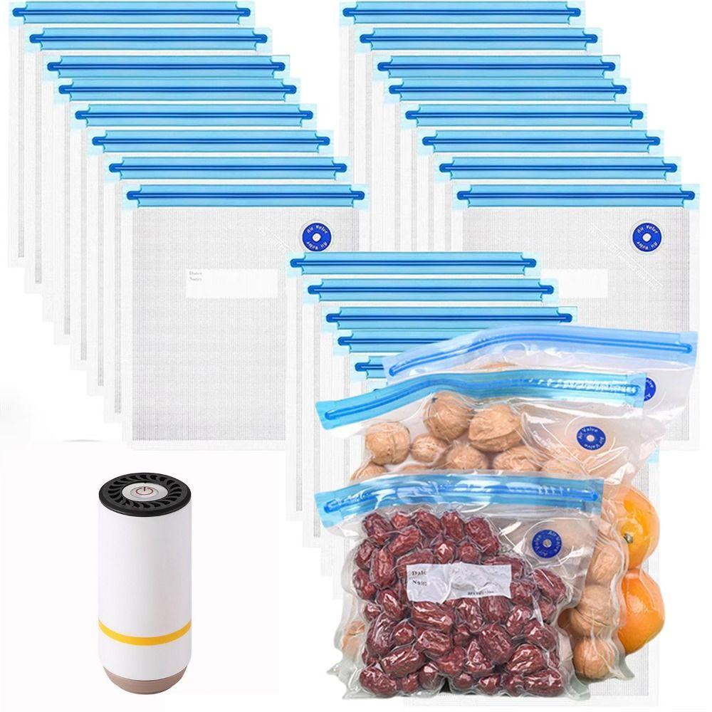 10 Stück Klare Vakuum-Lebensmittelaufbewahrungsbeutel Wiederverwendbare Aufbewahrungsbeutel für Kühlschrank Speisekammer Sous Vide