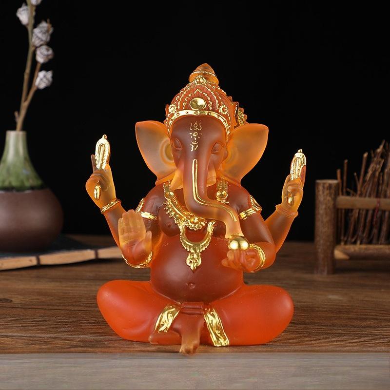 Statua Fatta a Mano in Resina del Signore Ganesha Statuetta Dio Elefante Ganpati per Altare di Casa Decorazione Indù Regalo di Prosperità
