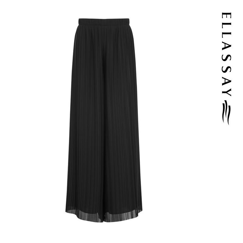ELLASSAY Women's Elegant Pleated High-Waisted Straight-Leg Pants