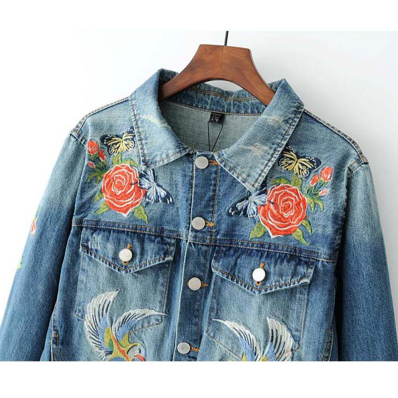 Spring Women's Floral Embroidered Denim 