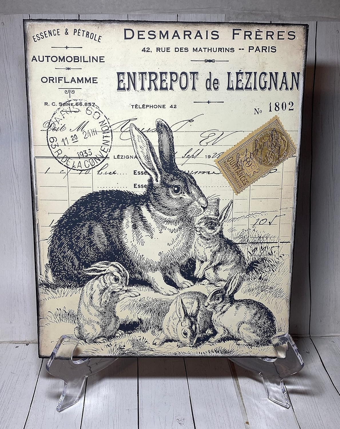 

Primitive Rabbit Wall ArtRustic Easter DecorVintage Rabbit Sign Garden Restaurant Cafe Home Wall Decor Art Tin Sign Vintage 20x30cm（7.8x11.8inch）