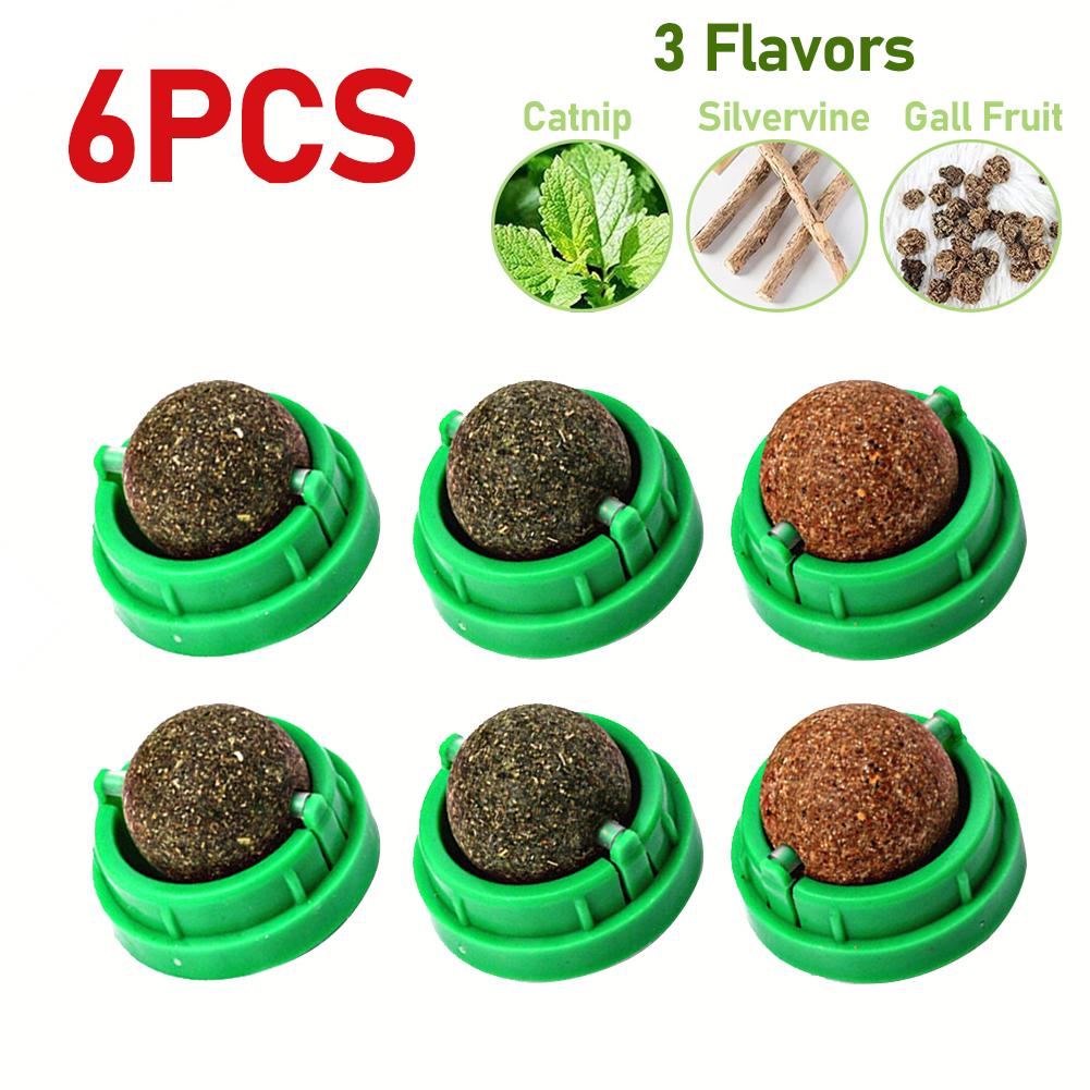 3-30pcs Cat Catnip Toys Cat Rotatable Licking Catnip Wall Ball 3 Flavors Freshen Breath Remove Hair Balls Snacks Pet Supplies