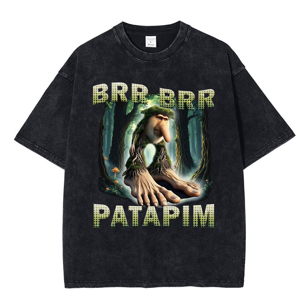 Italian Brainrot Tralalero Tralala Tung Tung Tung Sahur Bombardiro Crocodilo Funny Meme T-shirt Men Women Vintage Washed T shirt