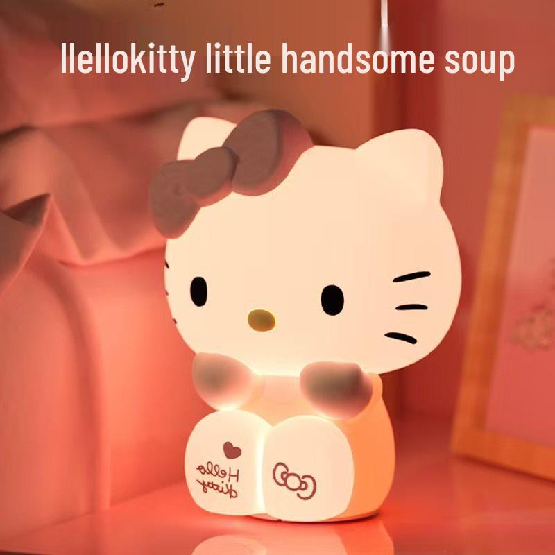 

Sanrio Cartoon Cat Silicone Night Light - Bedside LED Table Lamp for Girls 0.5W