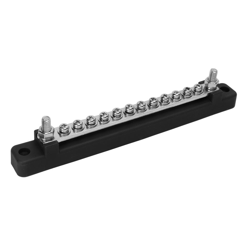48V 150A 12 Terminal Bus Bar Power Distribution Block with Cover M6 Studs M4 Screws for Car RV Marine Boat Black