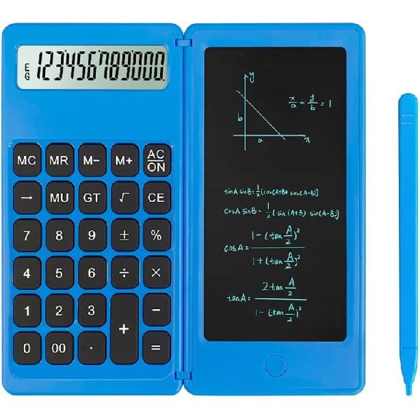 Desk Calculator, Desktop Small Calculators with Writing Notepad, Basic 4-Function Math Large Button Calculator, School Supplies for Kids, Middle/High