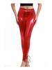 Gold Stamped Faux Leather Shiny Leggings - European & American Style, Candy Color, Nightclub Tight Cropped Pants