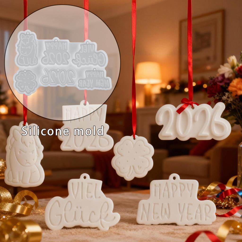 DIY New Year little horse pendant hanging epoxy mold, little horse blessings 2026 tag mold, desktop storage