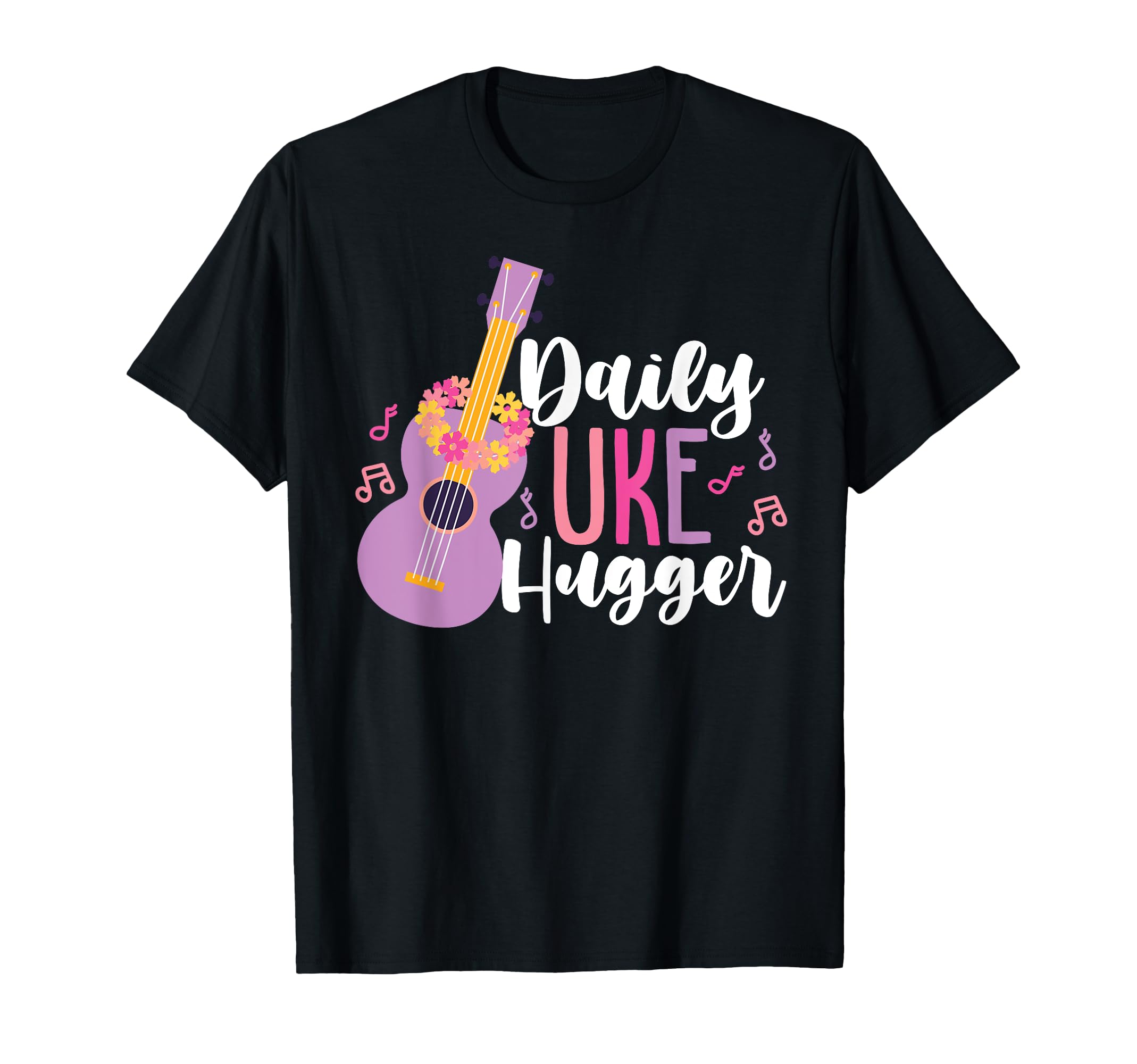 

Hawaiian Ukulele Daily Uke Hugger Flower T-Shirt