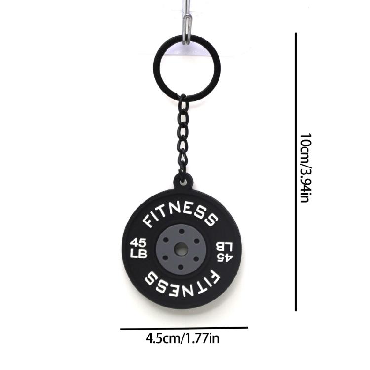 Rubber Fitness Keychain Weightlifting Theme 45lb Engraved Plate Keyring Lightweigh Barbell Plate Key Chain Accessory