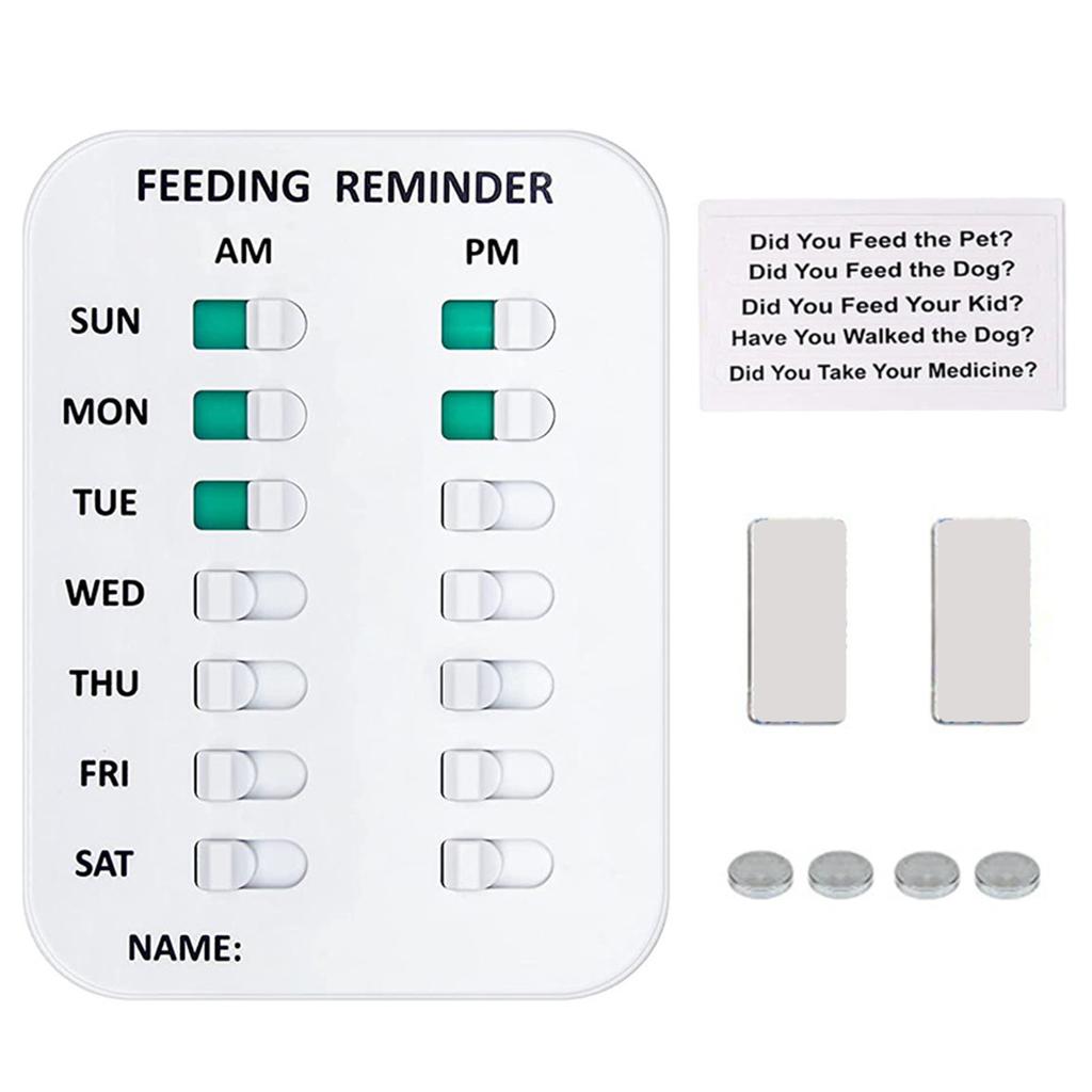Pet Feeding Reminder,AM/PM Indication Chart Wtih Magnetic Reminder Sticker,Feed Your Puppy Dog for Prevent Overfeeding & Obesity