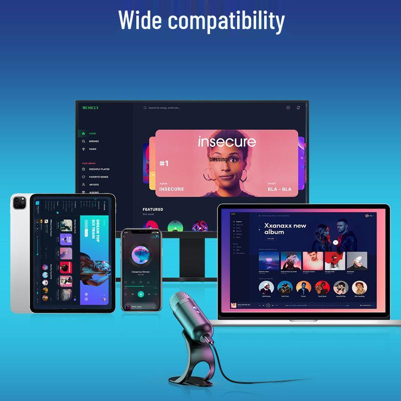 USB Desktop Microphone for Home Use: Ideal for Online Classes, Meetings, Gaming, Recording, Streaming, with Noise Reduction Compatibility.