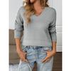 Women S Loose V Neck Solid Color Pullover Sweater
