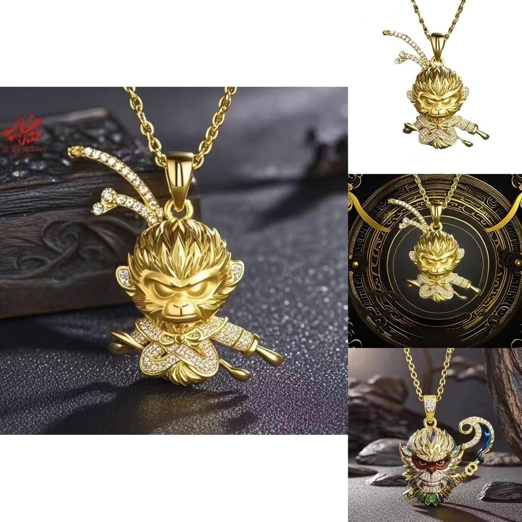 Elegant Black Wukong Qi Tian Da Sheng Necklace Crafted From High-quality Copper With Unique Design