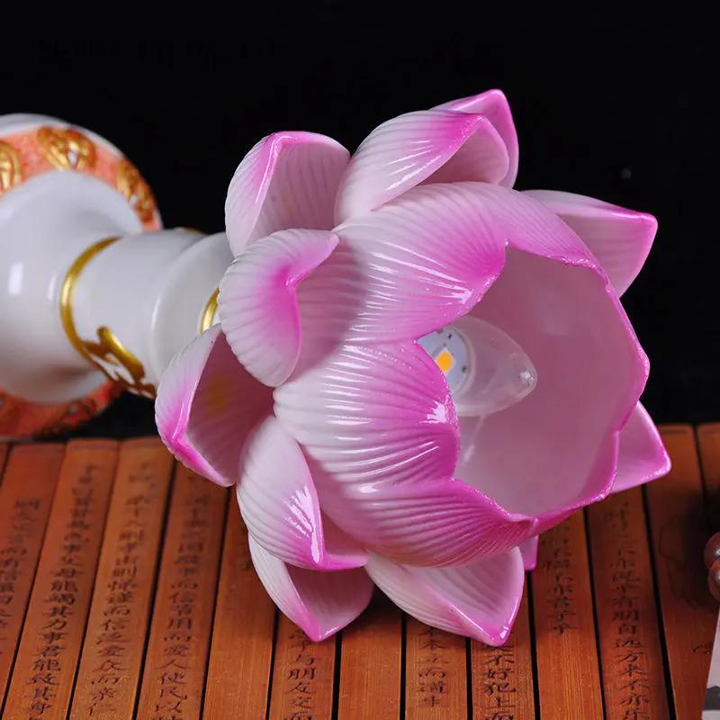 Chinesische klassische handgefertigte Keramik-Kerzenständer, simulierter Buddha-Kerzenständer, für den Haushalt, dauerhafte Kerze, buddhistisches Zubehör, 2 Stück