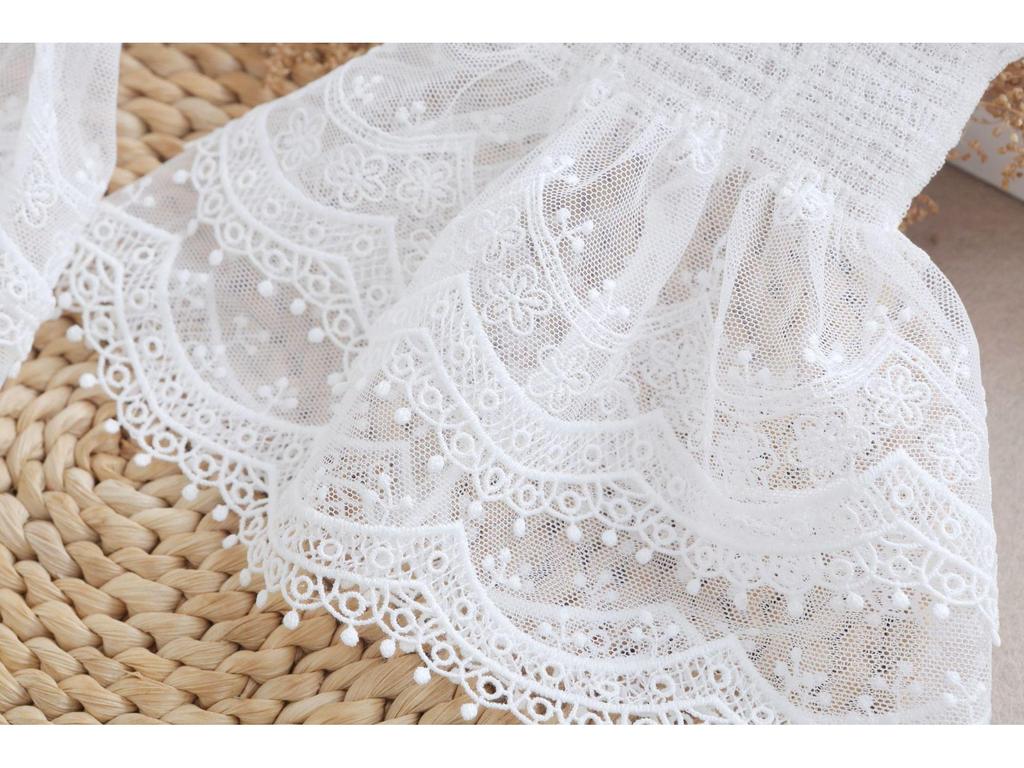 Lace Mesh Embroidered Double-Layer Sleeves with Cuffs 