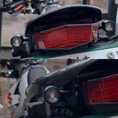 Set of 4 Mini LED Turn Signals for Motorcycles, Compact, Bullet-Shaped, Universal, 12V, Waterproof, E-Mark Certified, Vehicle Inspection Compliant (Bl