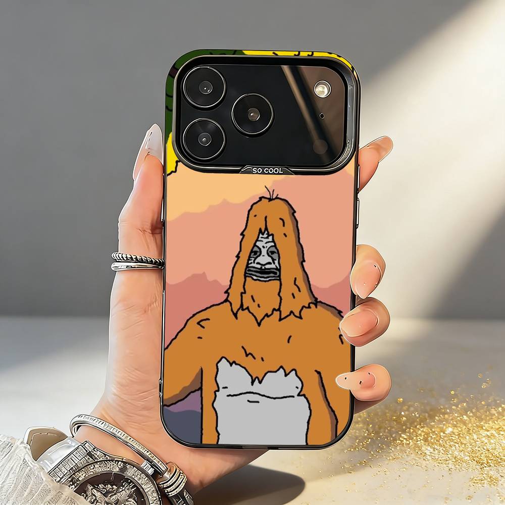 Мультяшный TBLS Sassy The S-Sasquatch Чехол для телефона Для iPhone17,16,15,14,13,12,11,Pro,MAX Серый Матовый Силиконовый Черный Чехол iPhone17promax