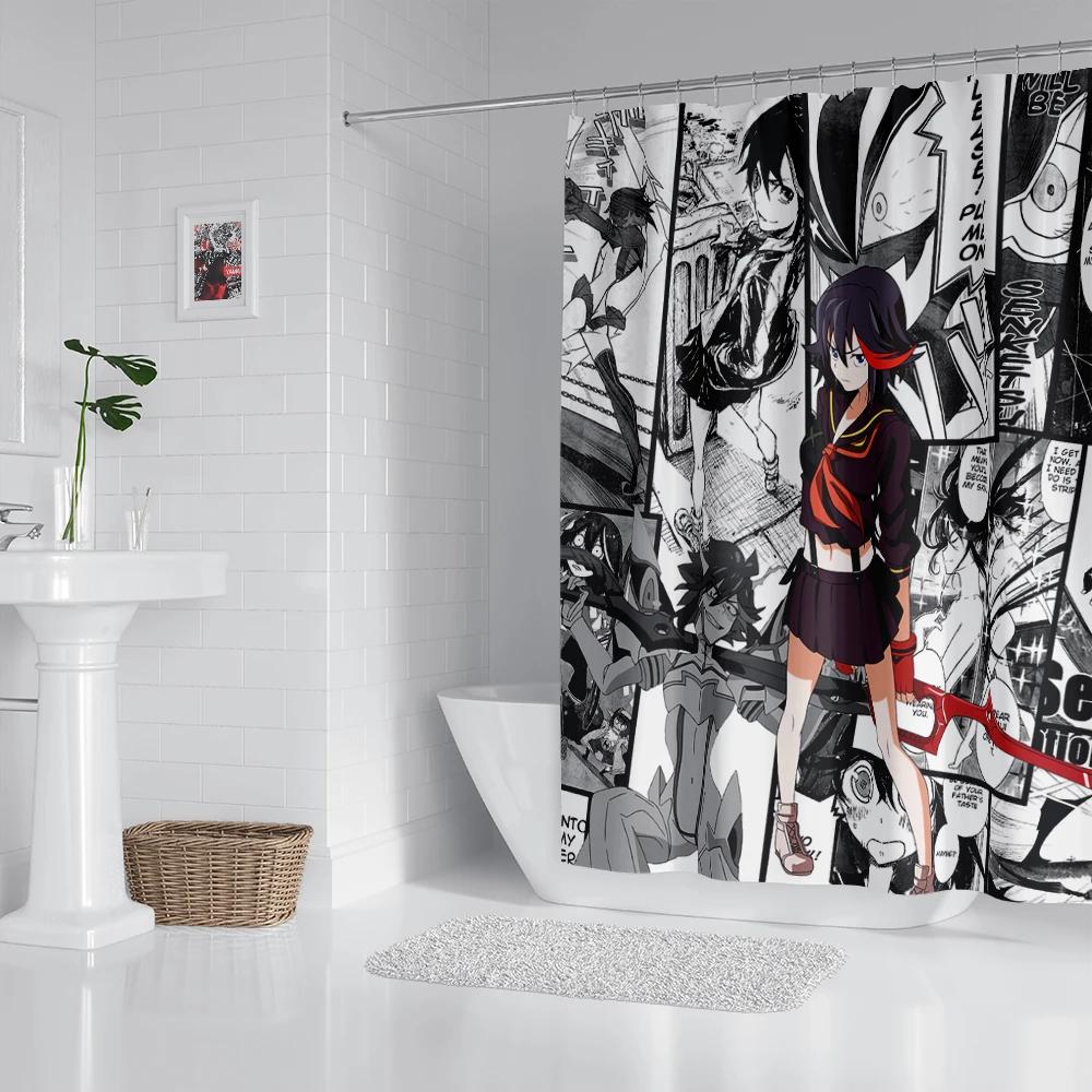 

Аниме Занавеска для душа с крючками, Декоративные занавески для ванной и аксессуары W180xH240cm