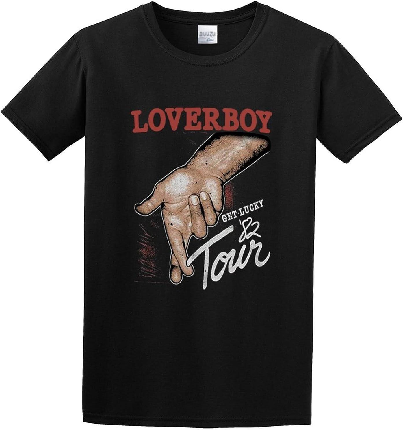 SHILEHUA Loverboy Get Lucky Tour Body Sculpting Street Printing City Party T-Shirt Black S