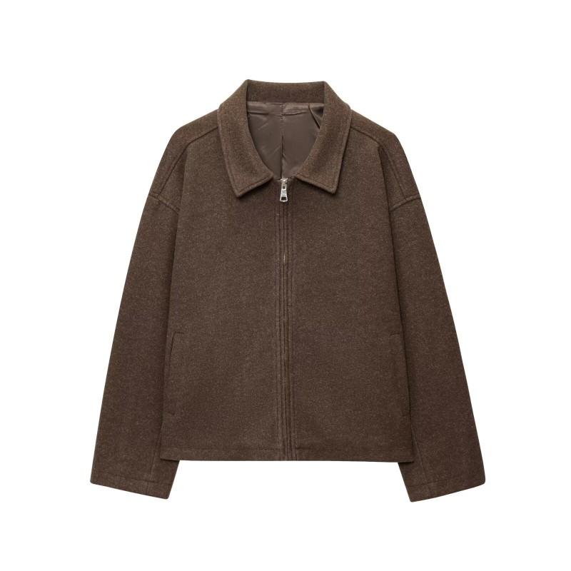 2026 Dam Överdimensionerad Enfärgad Dragkedja Ullblandning Rock - 10 Färger Streetwear Stil