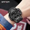 SANDA 3133 Sports Men's Electronic Watch Multi functional Dual Display Waterproof LED to Timing Men's Electronic Watch