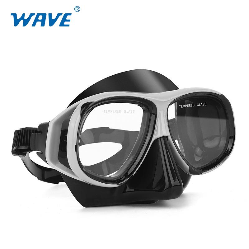 Wave Pro Snorkel Set: Silicone Dry Snorkel & Large Frame Prescription Diving Mask