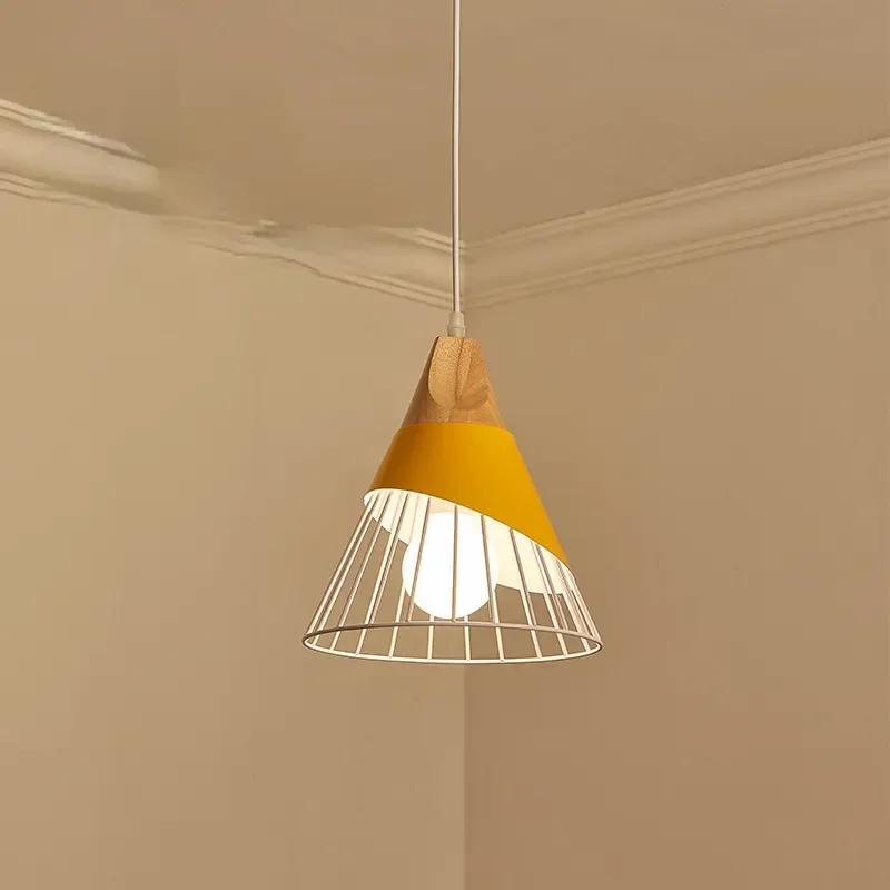 Multicolor Café Restaurant Wood Chandelier Iron Art Hanging Lights Pendant Lamp E27 Ceiling Nordic Modern Home Decor Appliance