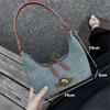 New Denim Canvas Shoulder Bags Casual Blue Top Handle Bags for Women Y2k Underarm Bags Fashion Female Planet Decor Handbags