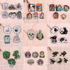 2-6pcs/set Punk Skeleton Enamel Pin Skull Reader Anxiety Skeleton Overthinking Brooches Lapel Badge Jewelry Gifts For Friends
