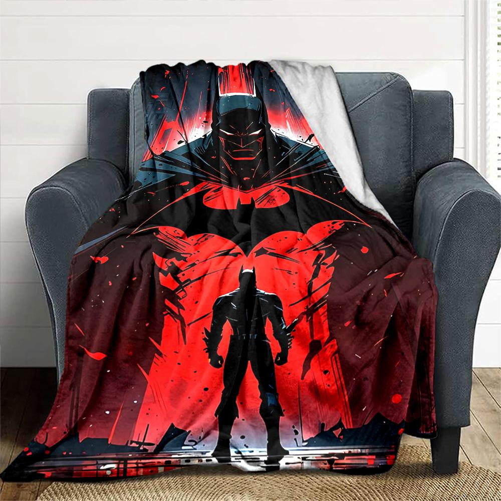 1pc Batman Red Flannel Blanket Soft Warm Throw for Home, Office, Travel, All Season Cozy Bedding Gift, Office