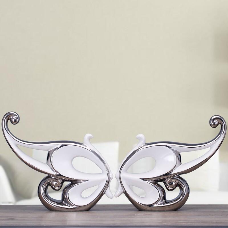 Modern Lucky Lovers Butterfly Ceramic Ornaments Home Livingroom Desktop Figurines Decoration Cafe Club Bookcase Furnishing Craft